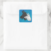 Hand Silhouette Billy Goat Blue Vierkante Sticker (Tas)