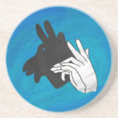 Hand Silhouette Billy Goat Blue Zandsteen Onderzetter (Voorkant)
