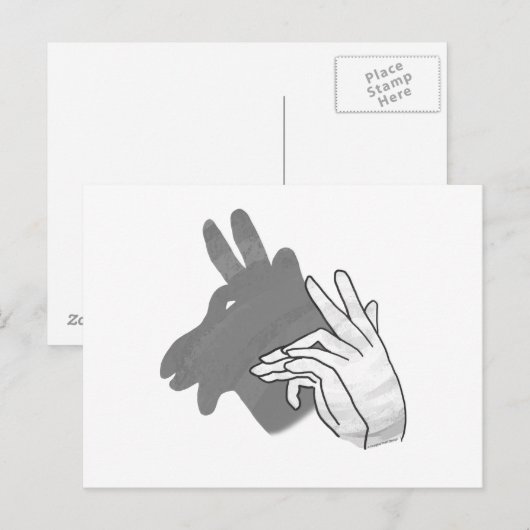 Hand Silhouette Billy Goat Gray Briefkaart (Voorkant / Achterkant)