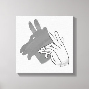 Hand Silhouette Billy Goat Gray Canvas Afdruk