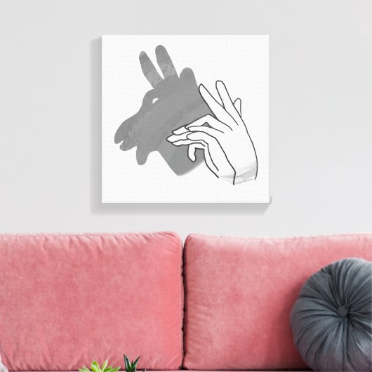 Hand Silhouette Billy Goat Gray Canvas Afdruk (Insitu (Woonkamer))
