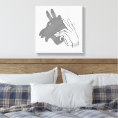Hand Silhouette Billy Goat Gray Canvas Afdruk (Insitu (Slaapkamer))