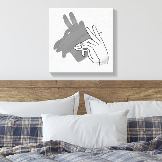 Hand Silhouette Billy Goat Gray Canvas Afdruk (Insitu (Slaapkamer))