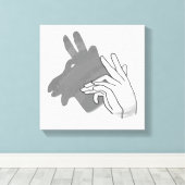 Hand Silhouette Billy Goat Gray Canvas Afdruk (Insitu (Houten vloer))