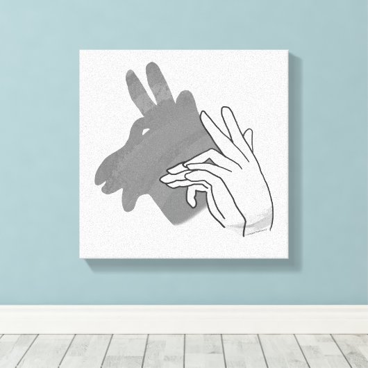 Hand Silhouette Billy Goat Gray Canvas Afdruk (Insitu (Houten vloer))