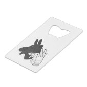 Hand Silhouette Billy Goat Gray Creditkaart Flessenopener (Achterkant Gekanteld)