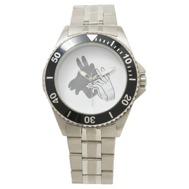 Hand Silhouette Billy Goat Gray Horloge (Voorkant)