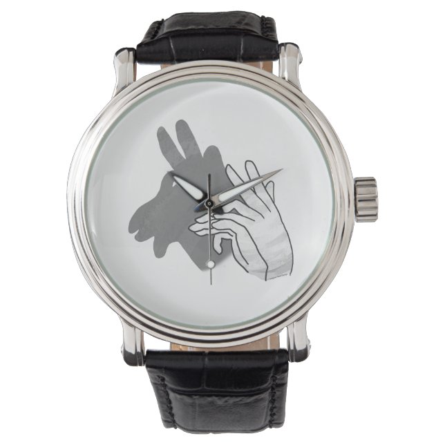 Hand Silhouette Billy Goat Gray Horloge (Voorkant)