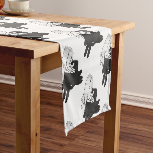 Hand Silhouette Billy Goat Gray Korte Tafelloper (Voorbeeld)