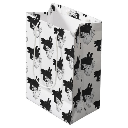 Hand Silhouette Billy Goat Gray Medium Cadeauzakje (Voorkant Gekanteld)