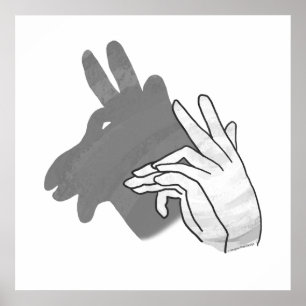 Hand Silhouette Billy Goat Gray Poster