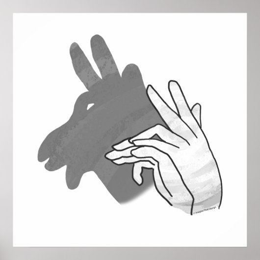 Hand Silhouette Billy Goat Gray Poster (Voorkant)
