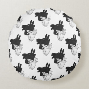 Hand Silhouette Billy Goat Gray Rond Kussen