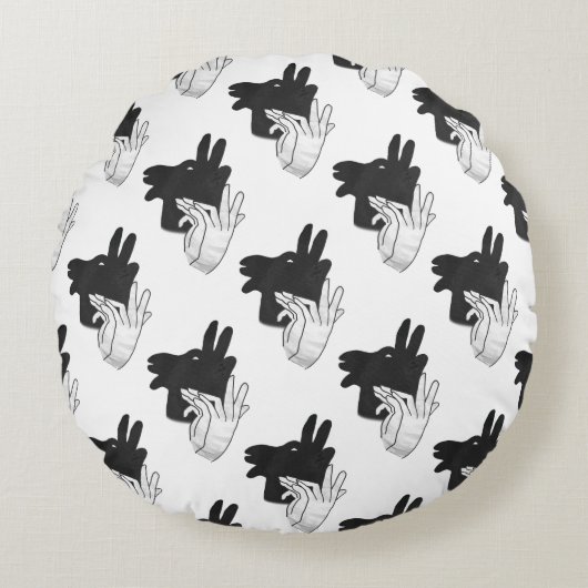Hand Silhouette Billy Goat Gray Rond Kussen (Voorkant)