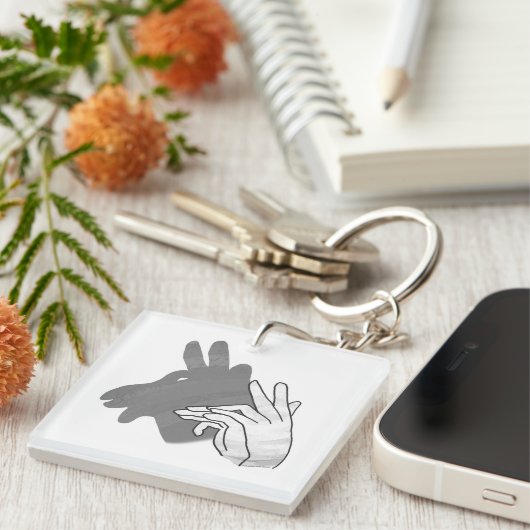 Hand Silhouette Billy Goat Gray Sleutelhanger (Voorkant Rechts)