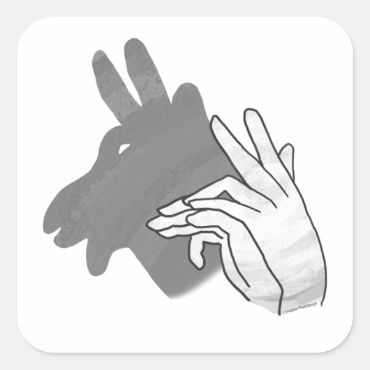 Hand Silhouette Billy Goat Gray Vierkante Sticker (Voorkant)