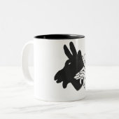 Hand Silhouette Billy Goat Tweekleurige Koffiemok (Voorkant links)