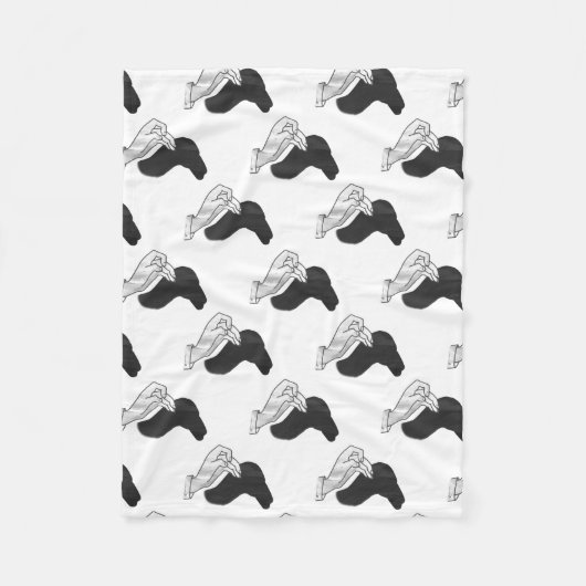 Hand Silhouette Camel Fleece Deken (Voorkant)