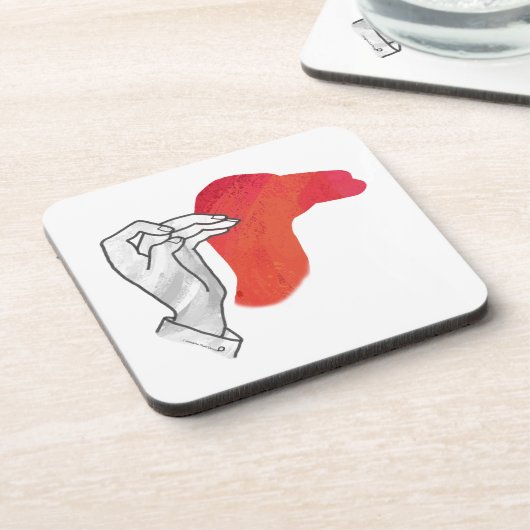 Hand Silhouette Camel Red Bier Onderzetter (Linkerzijde)