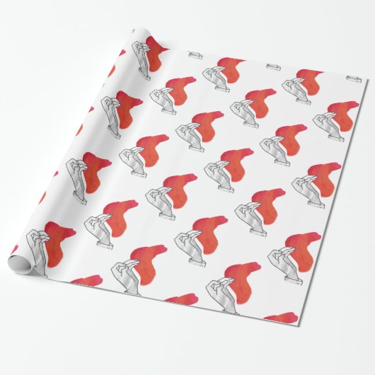 Hand Silhouette Camel Red Cadeaupapier (Uitgerold)