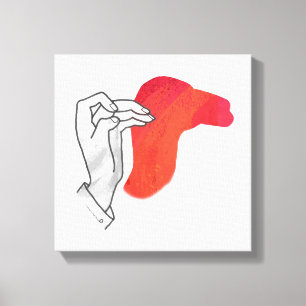 Hand Silhouette Camel Red Canvas Afdruk