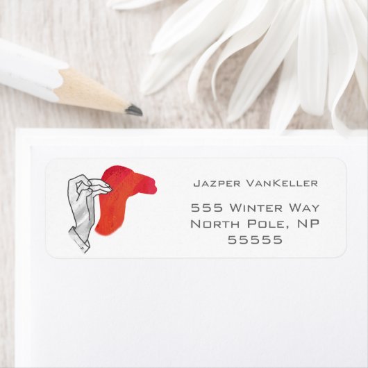 Hand Silhouette Camel Red Etiket (Insitu)