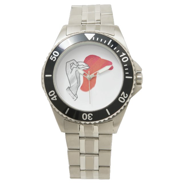 Hand Silhouette Camel Red Horloge (Voorkant)