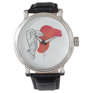Hand Silhouette Camel Red Horloge