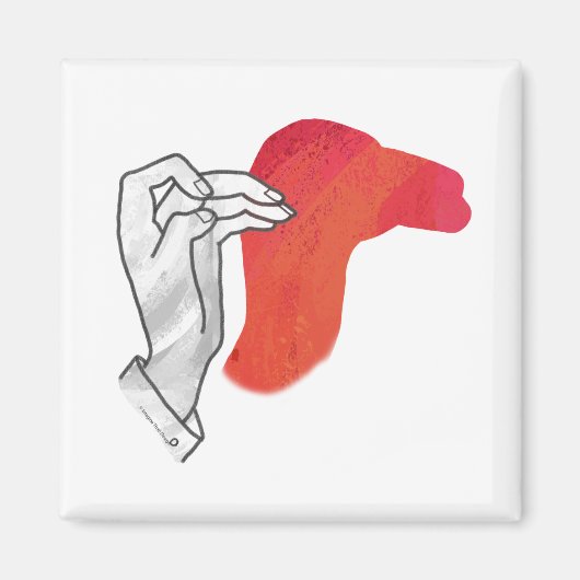 Hand Silhouette Camel Red Magneet (Voorkant)