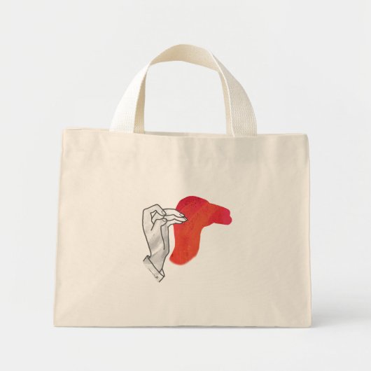 Hand Silhouette Camel Red Mini Tote Bag (Voorkant)