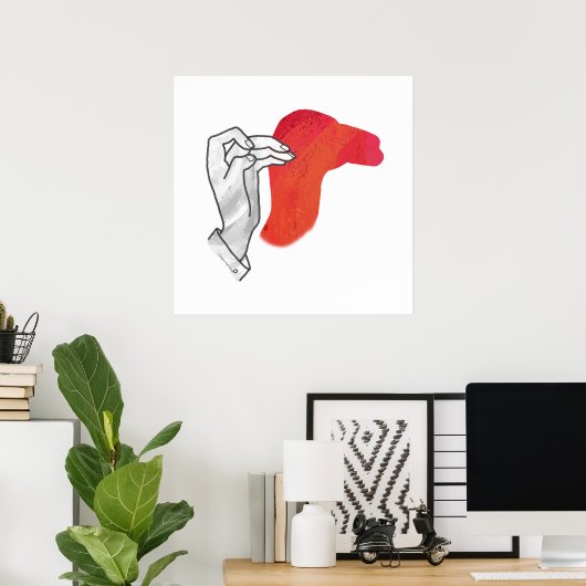 Hand Silhouette Camel Red Poster (Thuiskantoor)