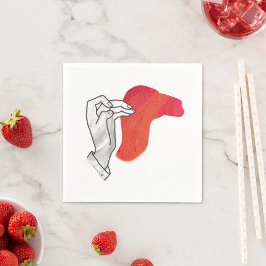Hand Silhouette Camel Red Servetten (Insitu)