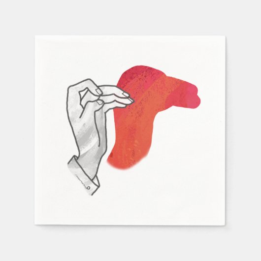 Hand Silhouette Camel Red Servetten (Voorkant)