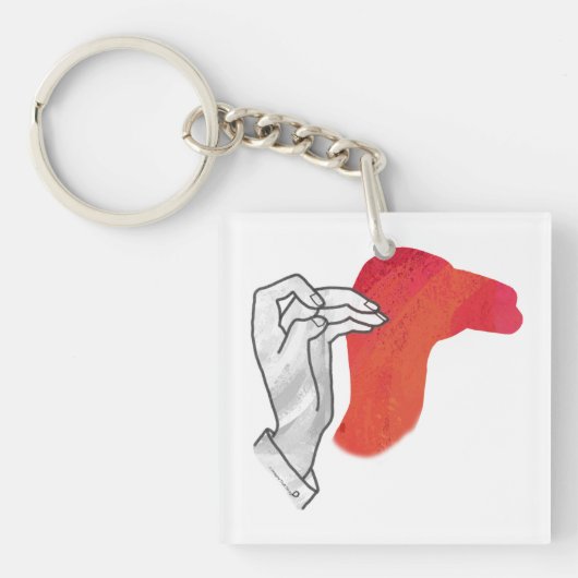 Hand Silhouette Camel Red Sleutelhanger (voorkant)