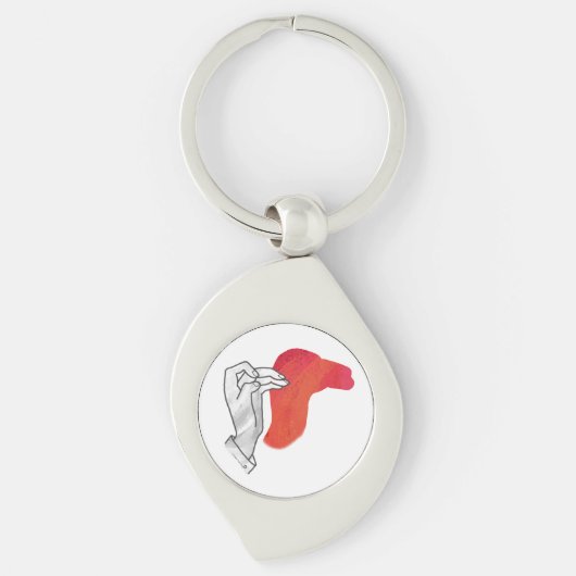 Hand Silhouette Camel Red Sleutelhanger (Voorkant)