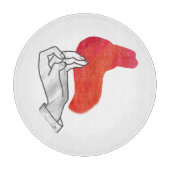 Hand Silhouette Camel Red Snijplank (Voorkant)