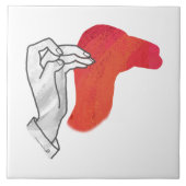 Hand Silhouette Camel Red Tegeltje (Voorkant)