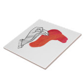 Hand Silhouette Camel Red Tegeltje (Zijkant)