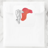Hand Silhouette Camel Red Vierkante Sticker (Tas)