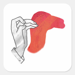 Hand Silhouette Camel Red Vierkante Sticker