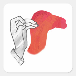 Hand Silhouette Camel Red Vierkante Sticker