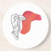 Hand Silhouette Camel Red Zandsteen Onderzetter (Voorkant)