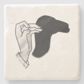 Hand Silhouette Camel Stenen Onderzetter (Voorkant)