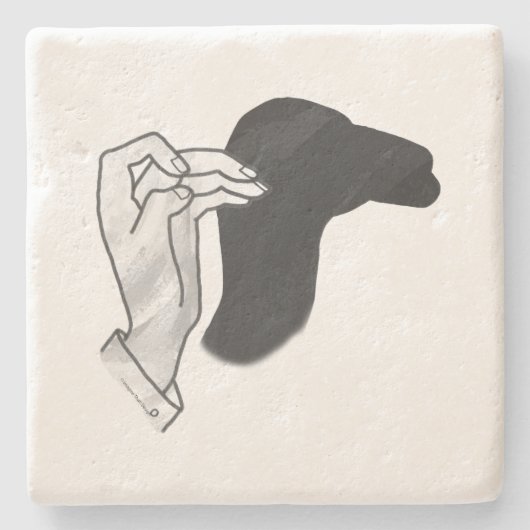 Hand Silhouette Camel Stenen Onderzetter (Voorkant)