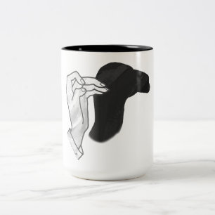 Hand Silhouette Camel Tweekleurige Koffiemok
