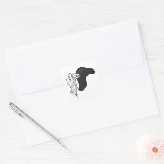 Hand Silhouette Camel Vierkante Sticker (Envelop)