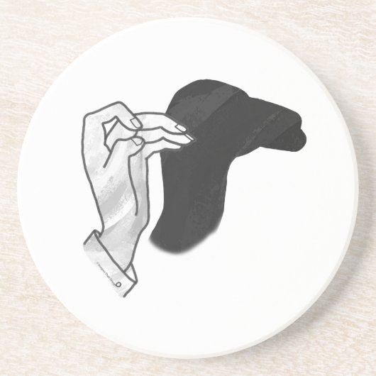 Hand Silhouette Camel Zandsteen Onderzetter (Voorkant)