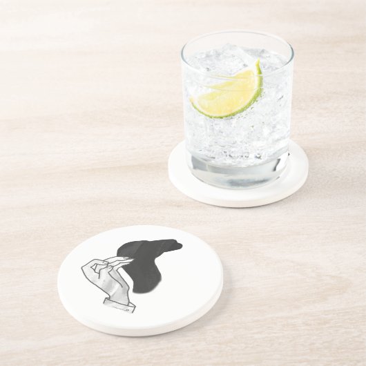 Hand Silhouette Camel Zandsteen Onderzetter (Zijkant)