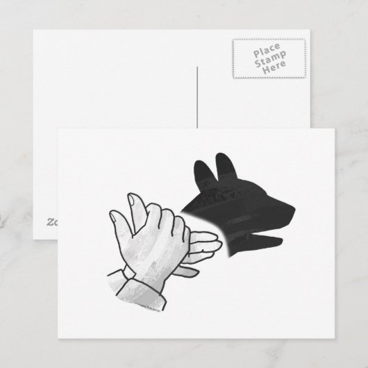 Hand Silhouette Dog Briefkaart (Voorkant / Achterkant)