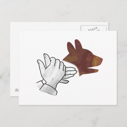 Hand Silhouette Dog Brown Briefkaart (Voorkant / Achterkant)